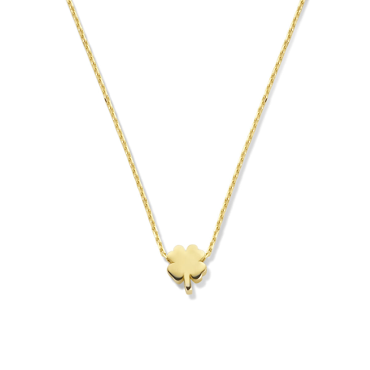 Cadena dorada de mujer con colgante de trébol de 14K.