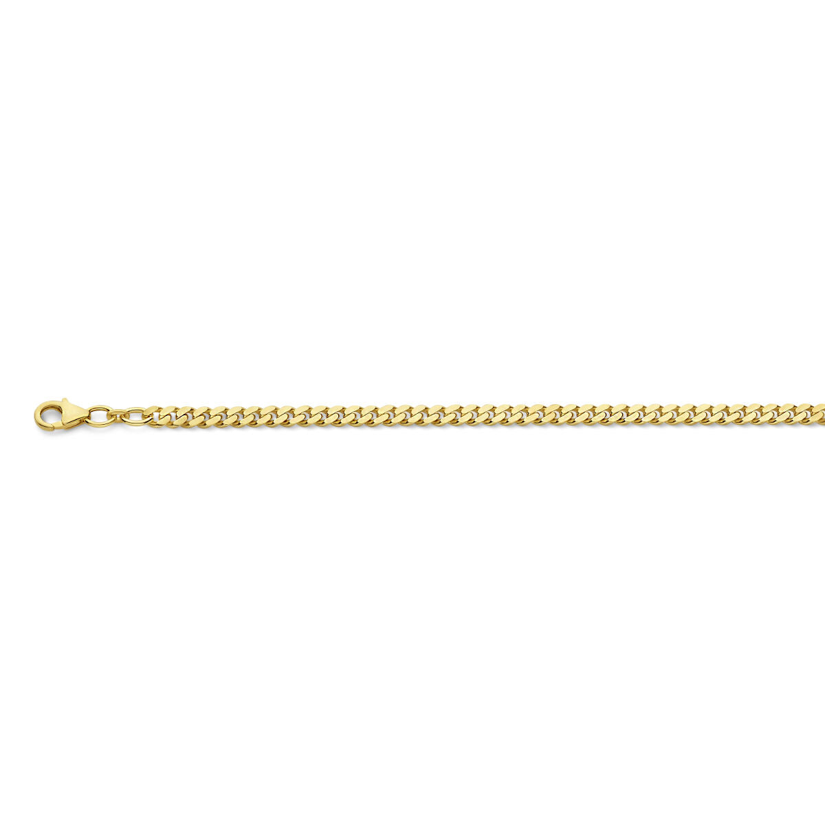 Cadena gourmette de 4 lados pulidos, de 4,1 mm, en oro macizo de 14 quilates.