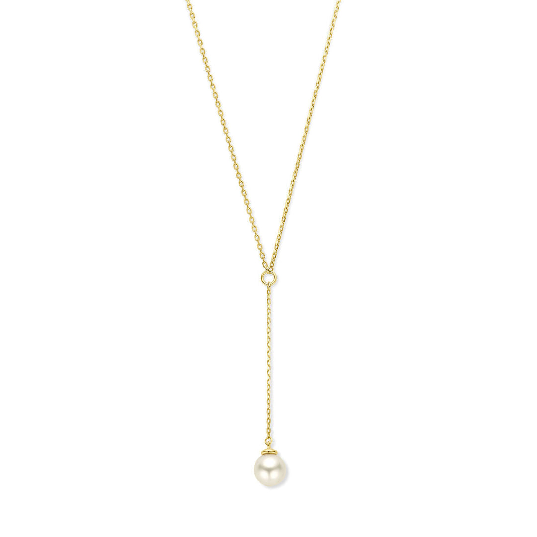 Y-collier parel 14K geelgoud