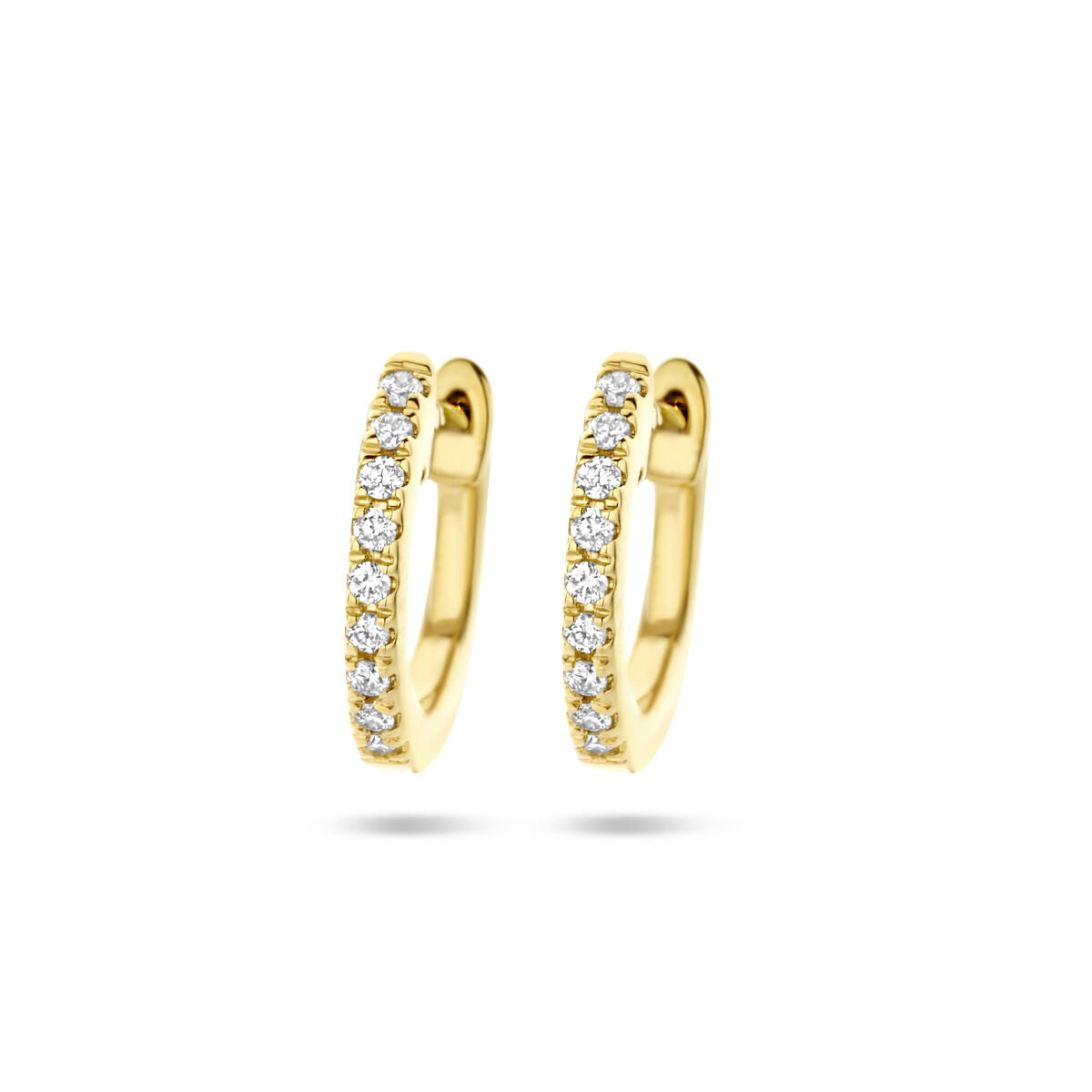Pendientes de aro de oro amarillo de 14K con diamantes de 0.06 ct (2x 0.03 ct).