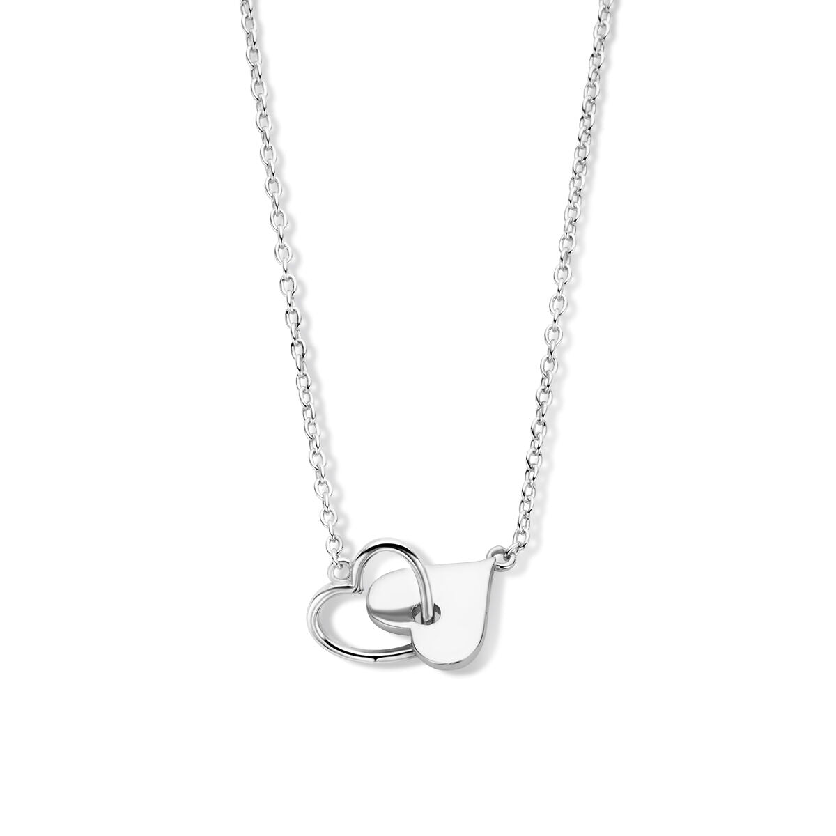 Collar de corazones en plata rhodium con cadena fina de 40 + 4 cm.