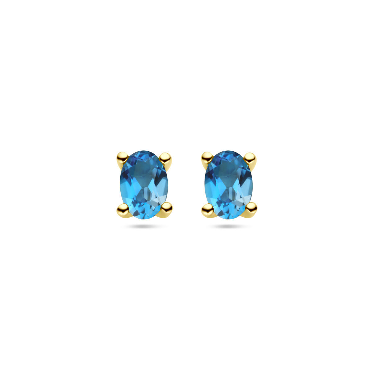 Pendientes de oro amarillo de 14K con topacios london blue ovalados.
