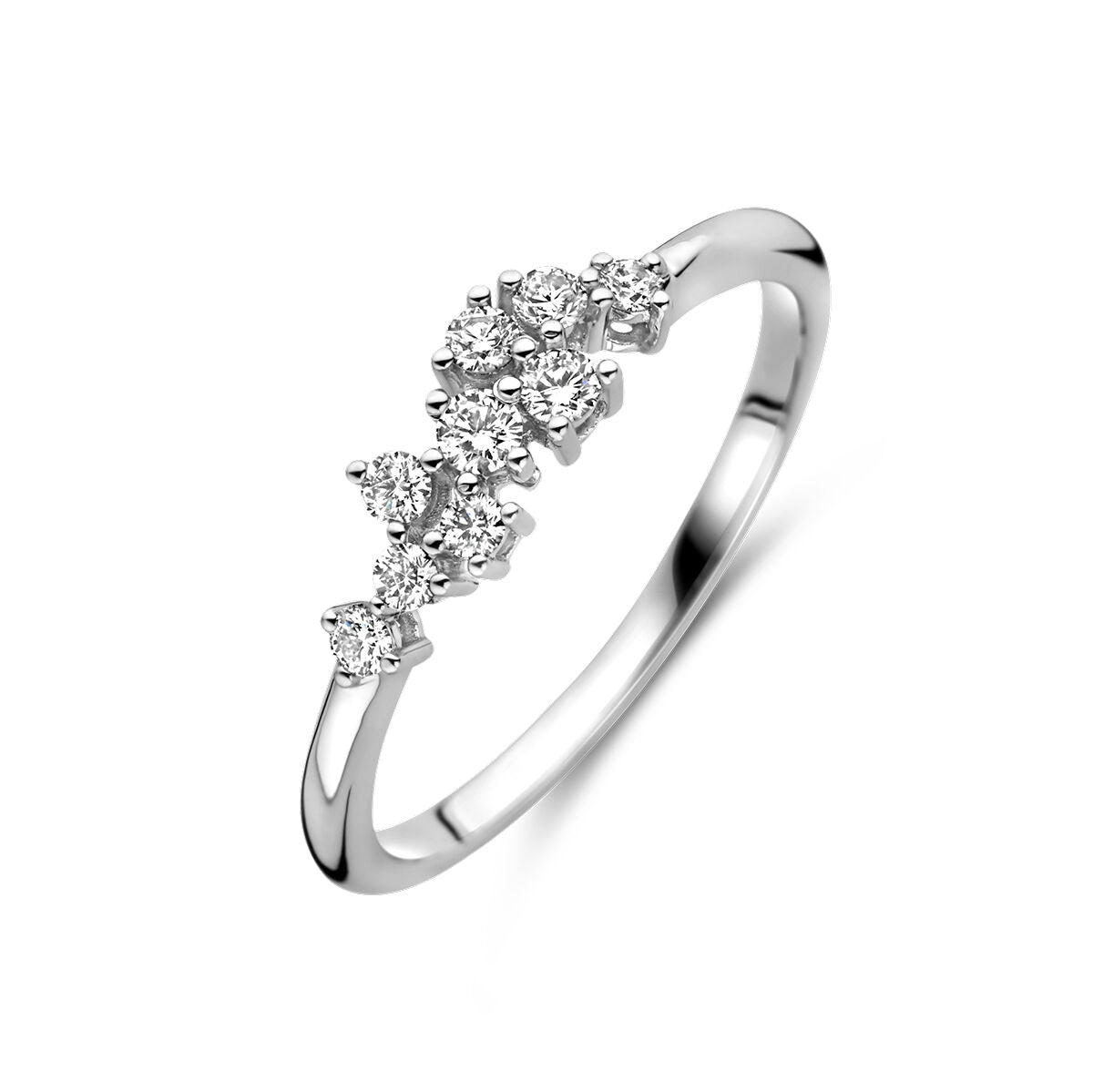 Anillo de oro blanco de 14 quilates con diamantes de 0,21 ct en forma de brillante.