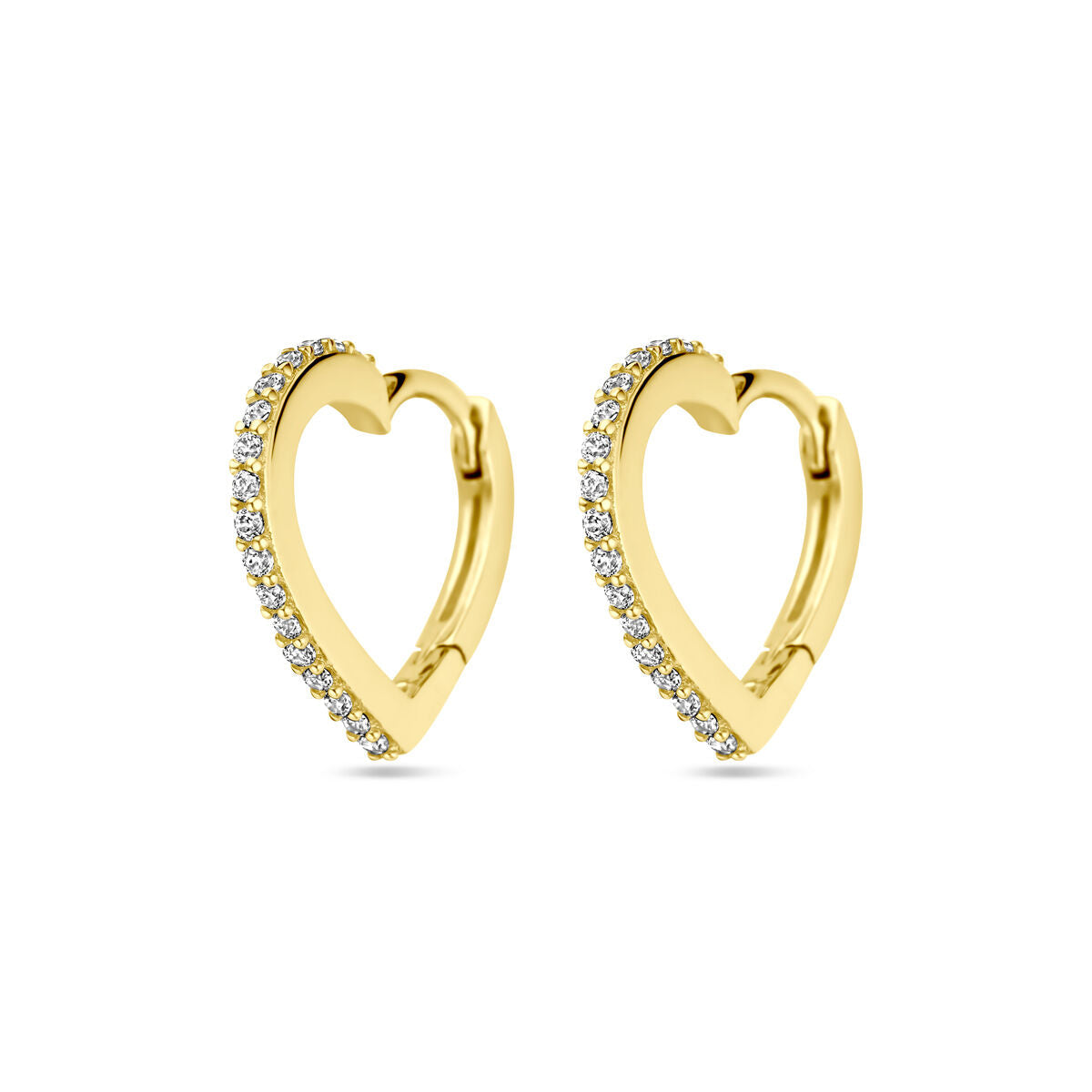 aros corazones circonita 14K oro amarillo