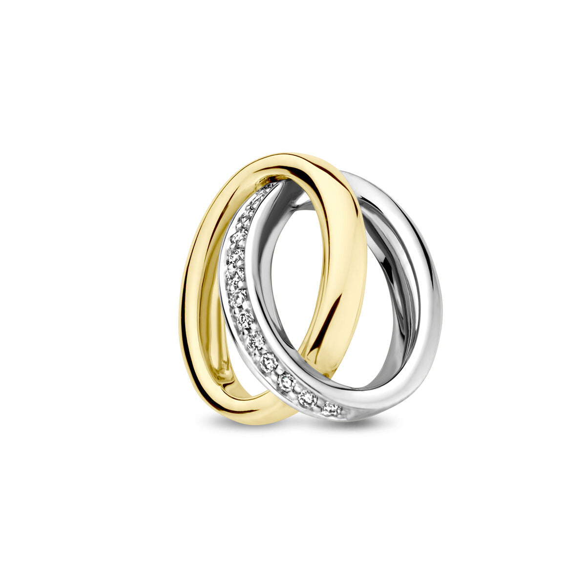 Colgante bicolor de oro amarillo y blanco con diamantes de 0.05 ct.