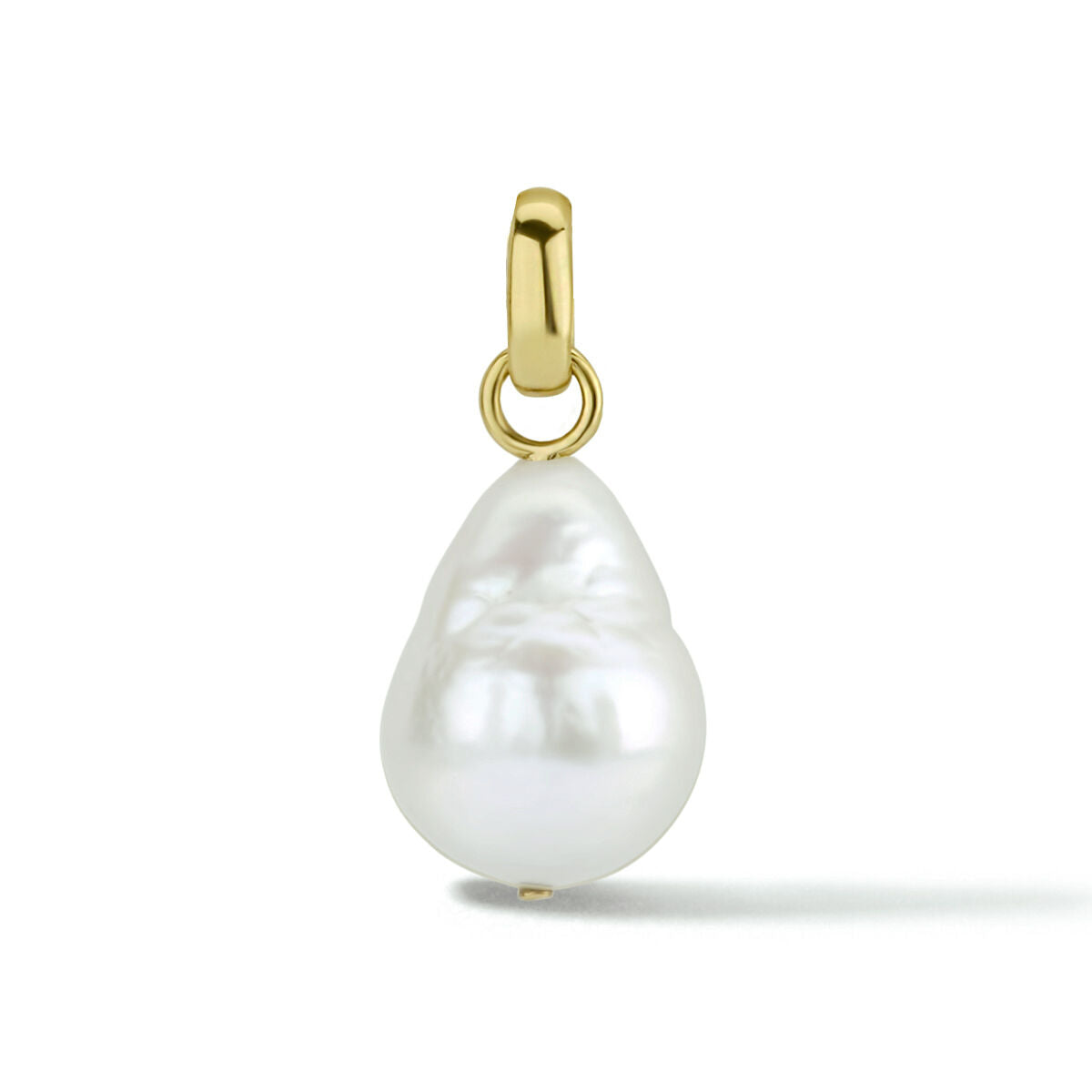 Colgante de perla en oro amarillo de 14 quilates con forma de gota.
