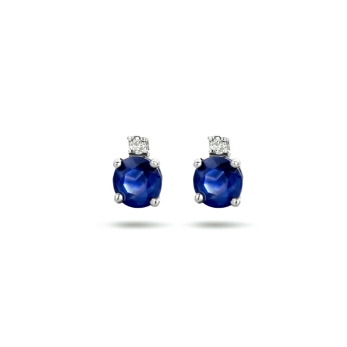 Pendientes de zafiro y diamante (2x 0.015ct) en oro blanco de 14K.