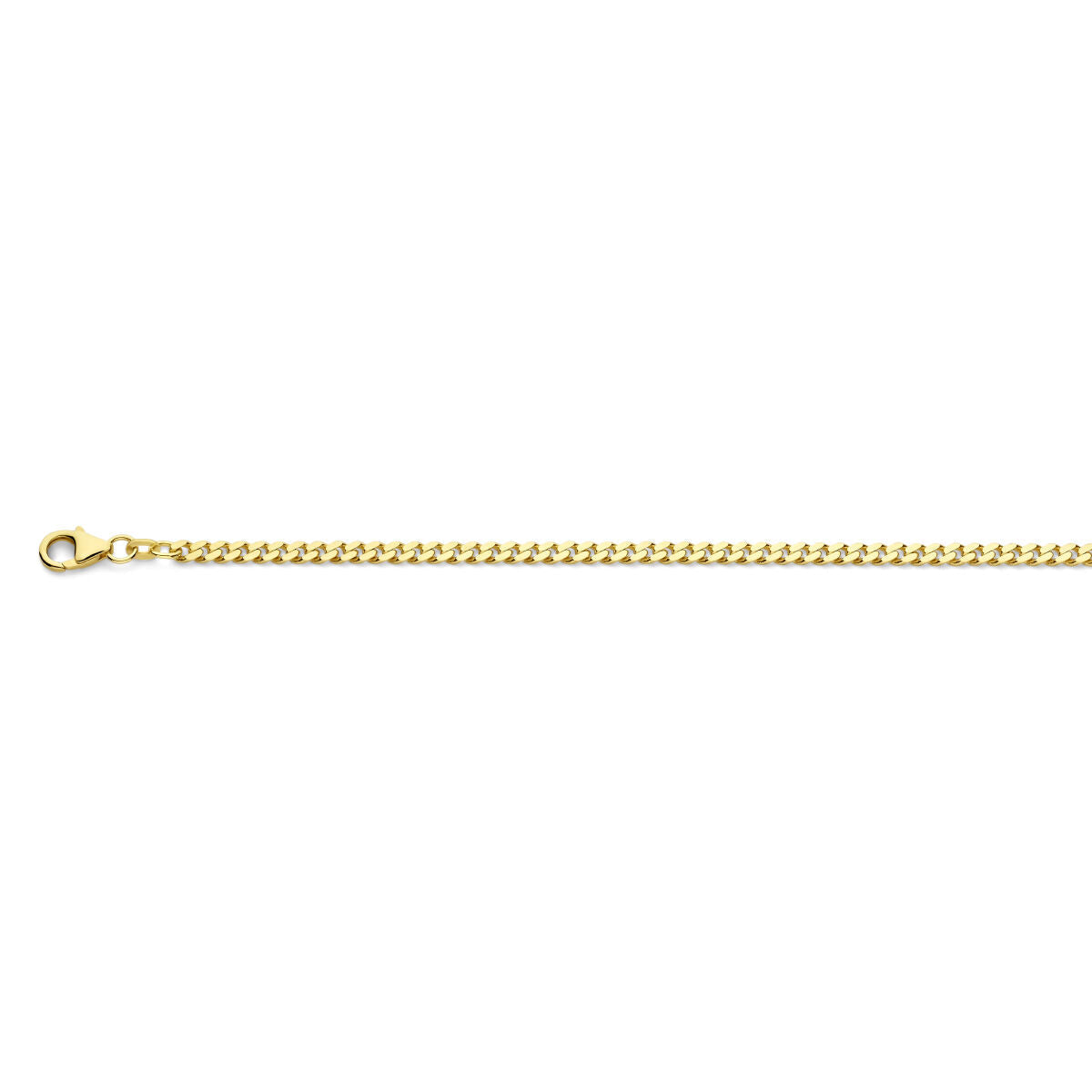 Cadena gourmette de 4 lados pulidos de 3,4 mm en oro amarillo macizo de 14 quilates.