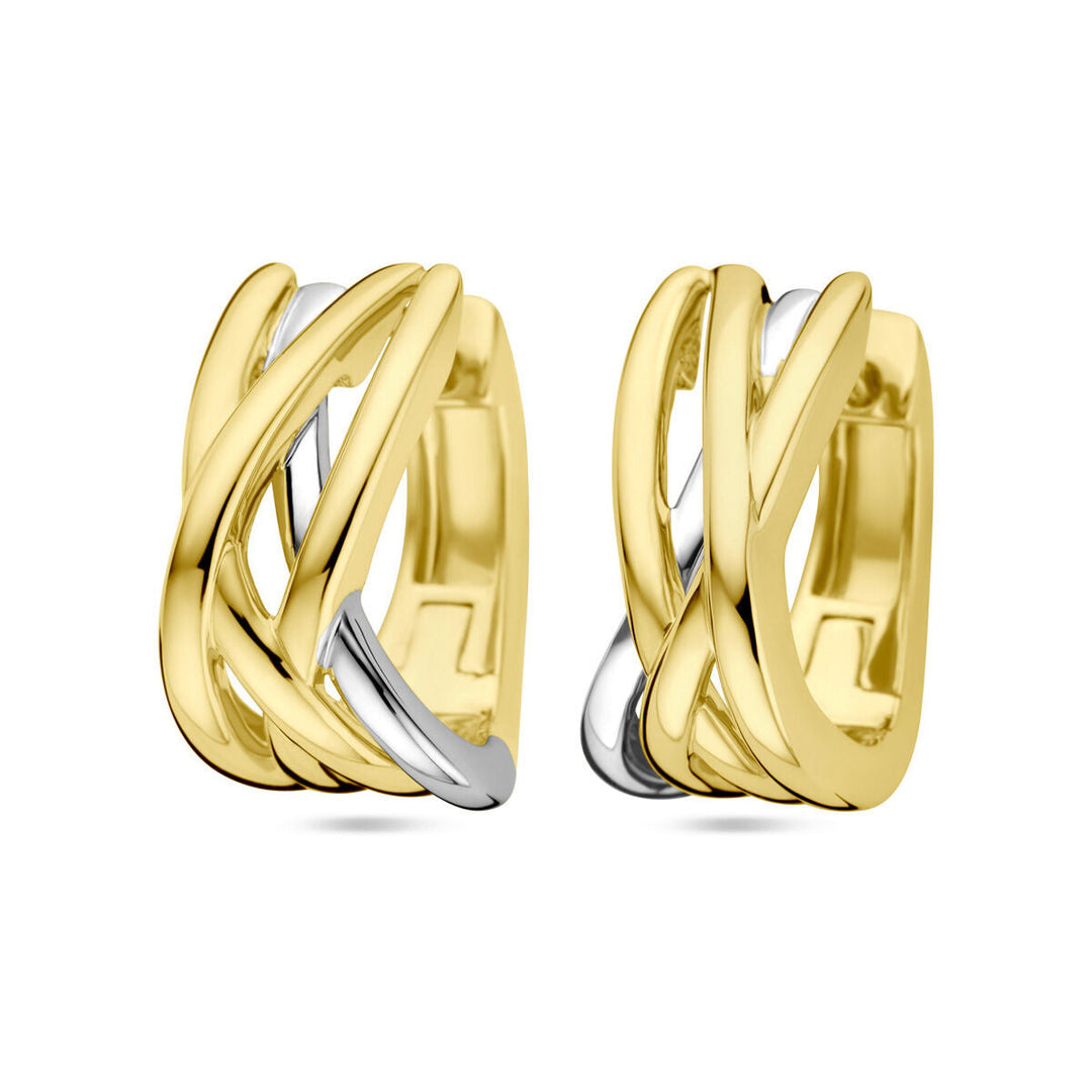 klapoorringen 14K bicolor goud geel/wit