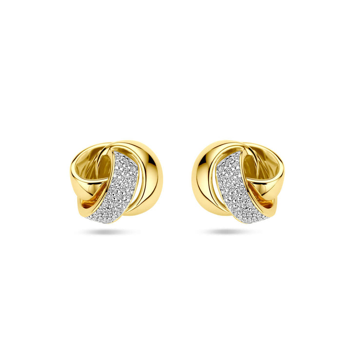 oorknoppen knoop diamant 0.19ct (2x 0.095ct) h si 14K geelgoud