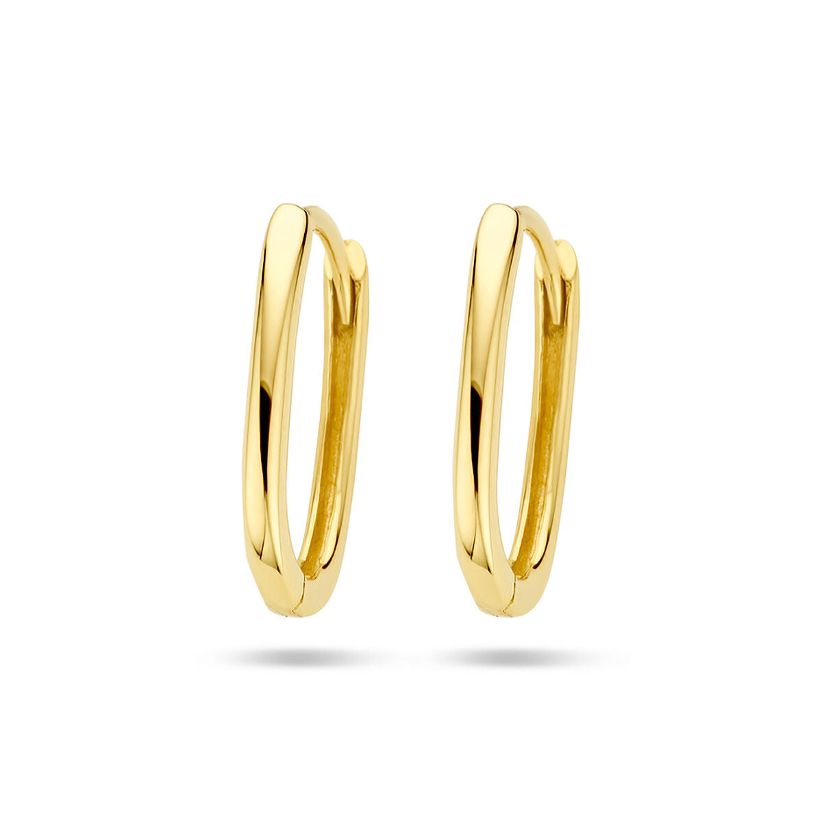Pendientes de aro en forma de clip de papel en oro amarillo de 14 quilates.