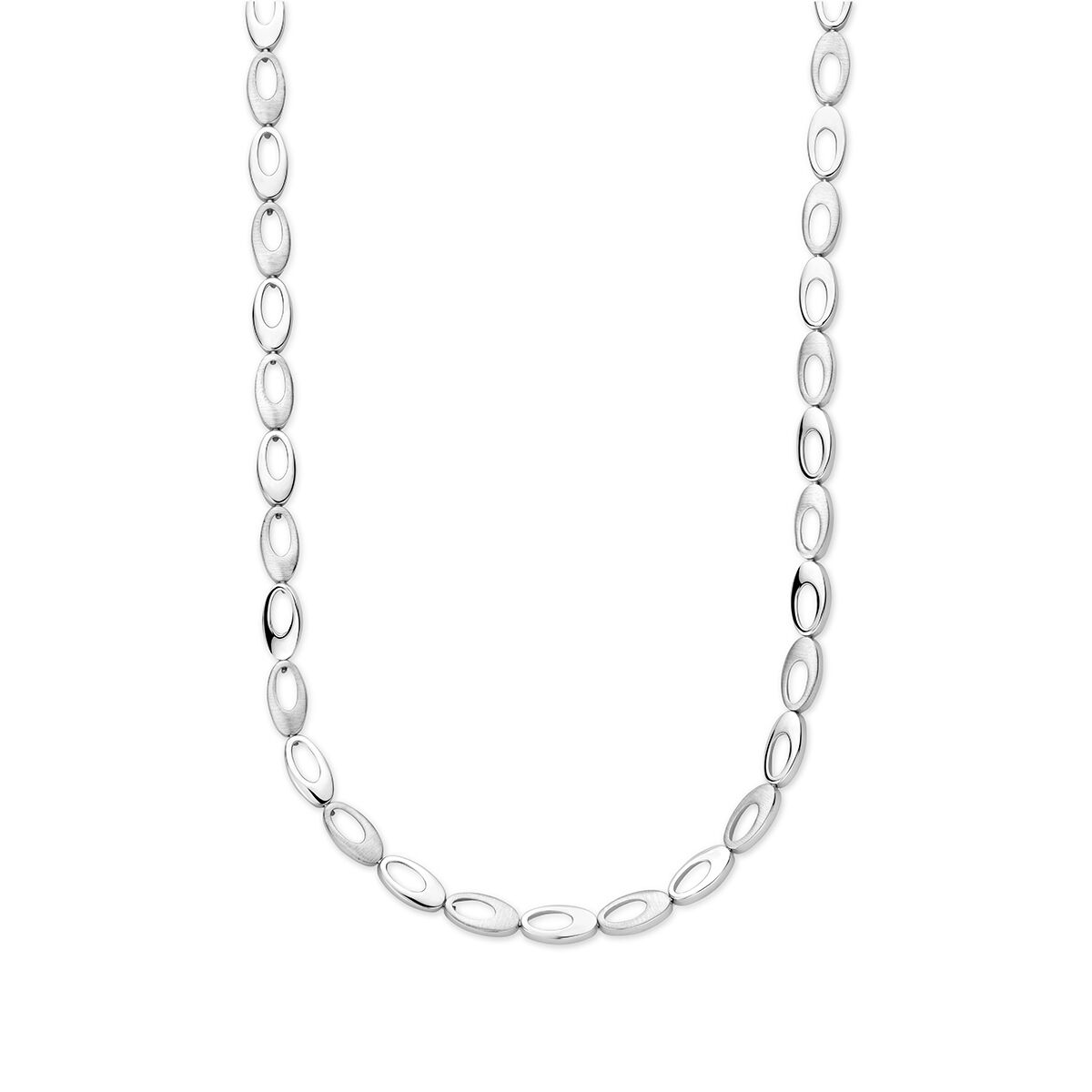 Collar de plata rodiada con eslabones ovalados de 7,0 mm y 45 cm de longitud.