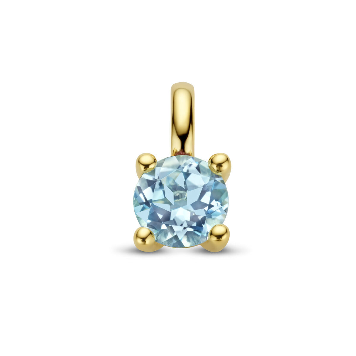 Colgante de topacio azul con engaste de oro amarillo de 14 quilates.