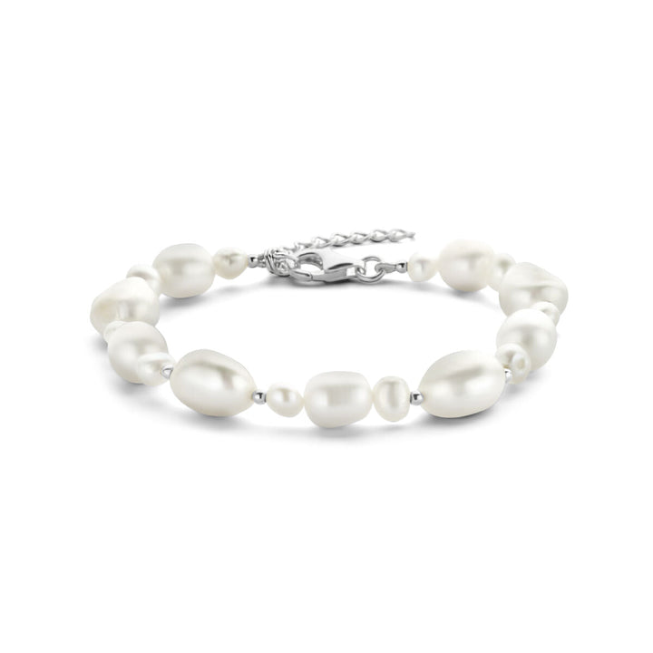 Zilveren armband dames parels gerhodineerd