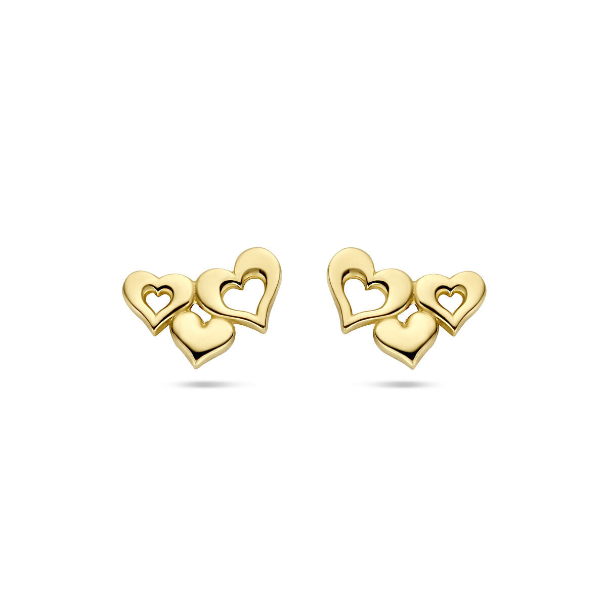 pendientes de botón corazones 14K oro amarillo