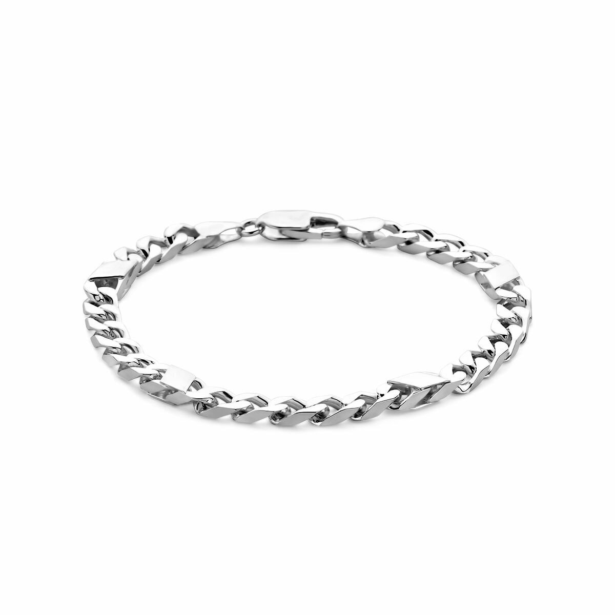 Pulsera de hombre de plata gourmette con eslabones de 5,8 mm.
