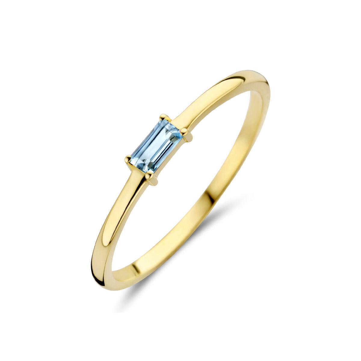 Anillo de oro amarillo de 14 quilates con piedra de nacimiento topacio de diciembre.