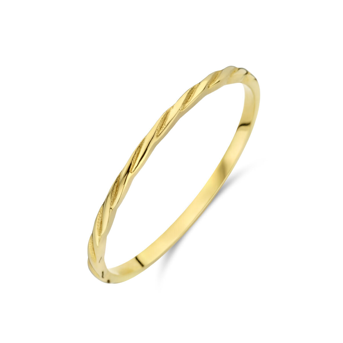 Anillo de oro amarillo de 14K con diseño retorcido.