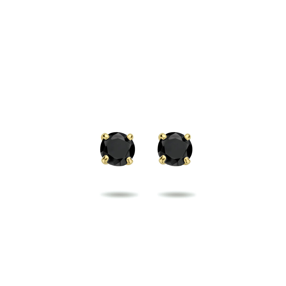 Pendientes de primera puesta de zircón negro con montura de oro amarillo de 14K.