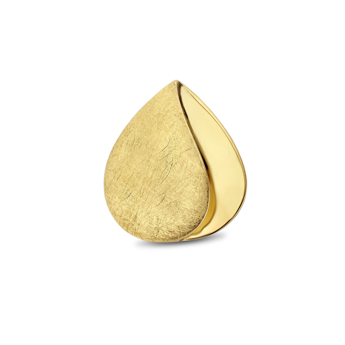 Colgante de gota en oro amarillo de 14K con acabado pulido y mate.
