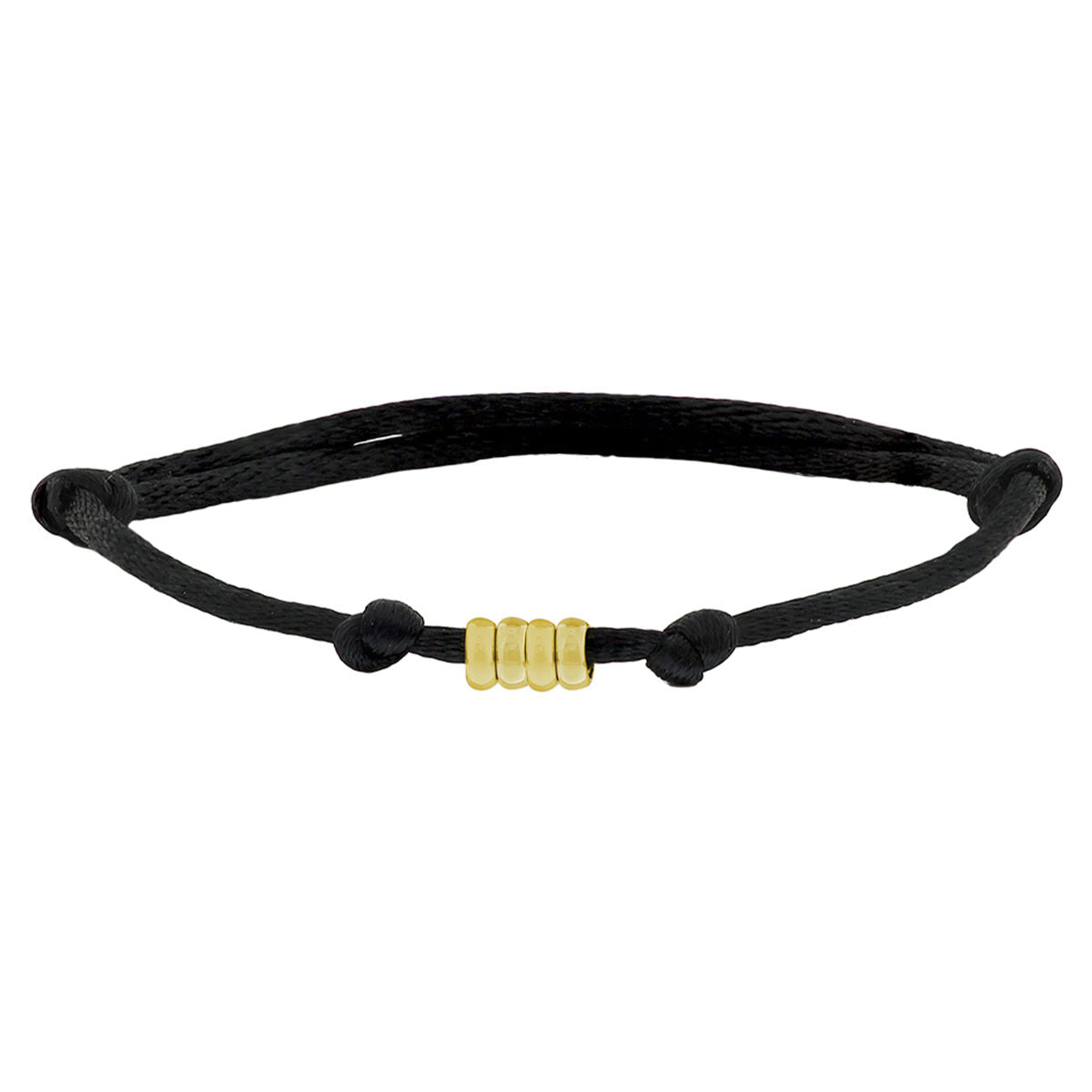 Pulsera de hombre de satén dorado de 14K con detalles de goma y nylon.