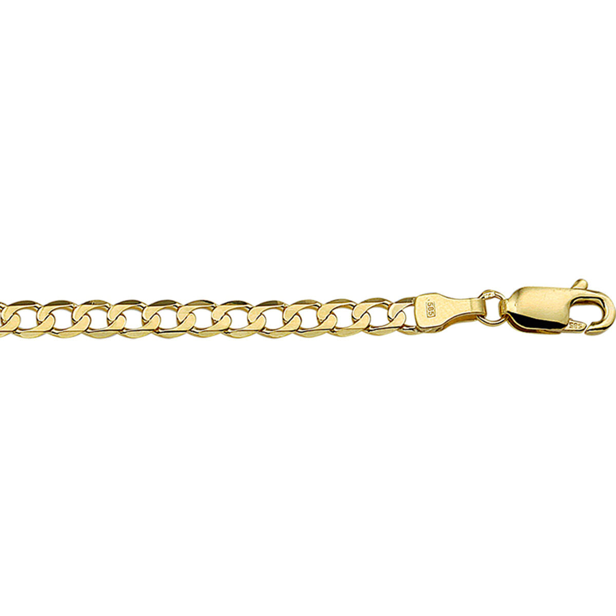 Cadena gourmette de 14K, con eslabones de seis lados y un grosor de 3,9 mm, color dorado.