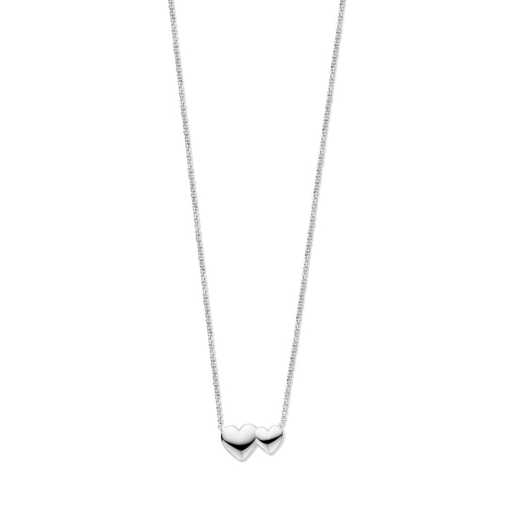 collier hartjes 41 + 4 cm zilver gerhodineerd