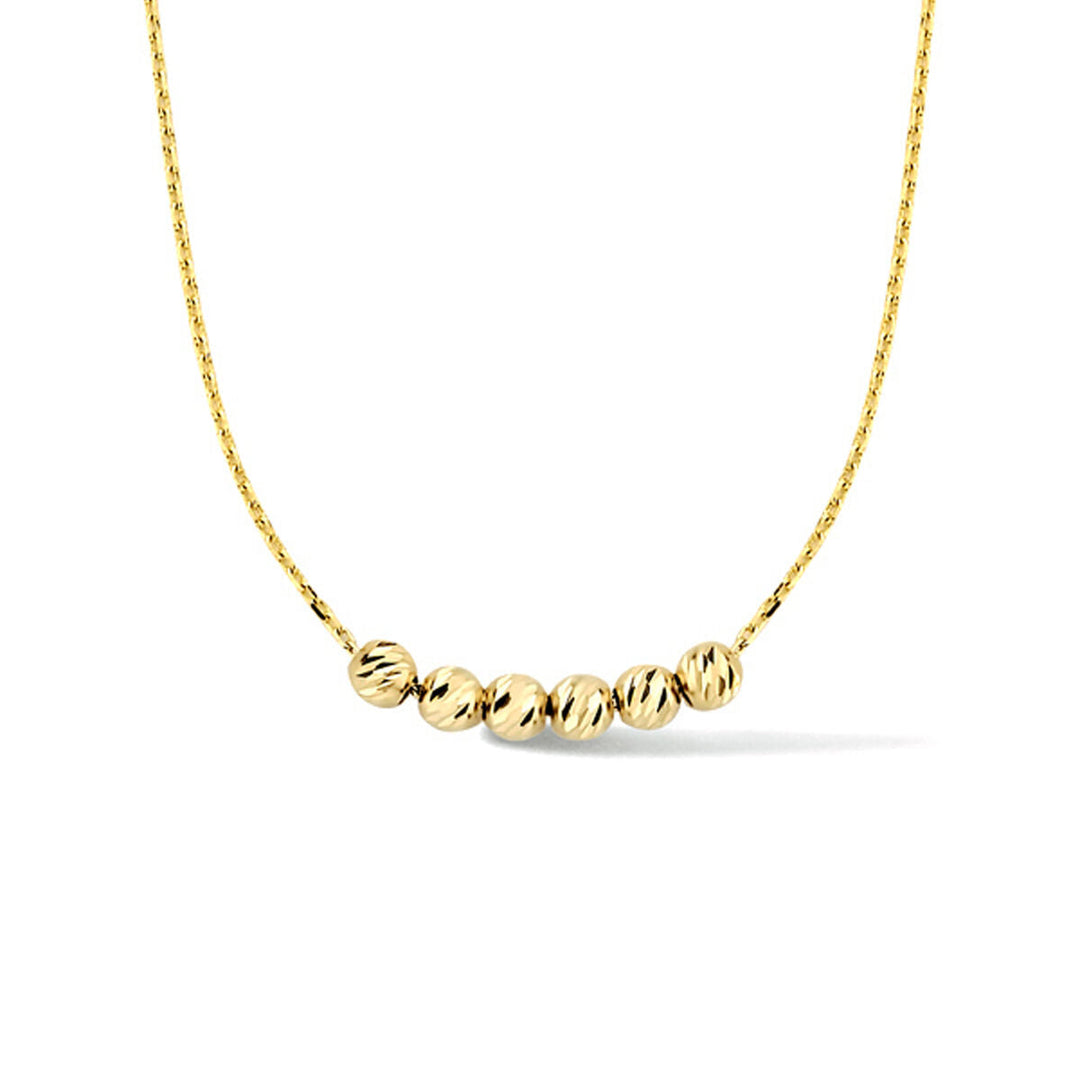collier bolletjes gediamanteerd 0,9 mm 40 + 4 cm 14K geelgoud