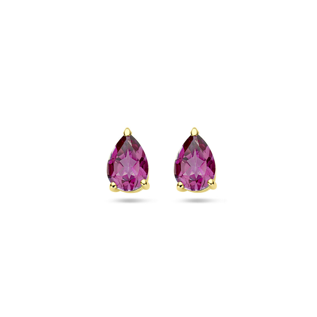 Pendientes de topacio rosa en forma de gota, montados en oro amarillo de 14 quilates.