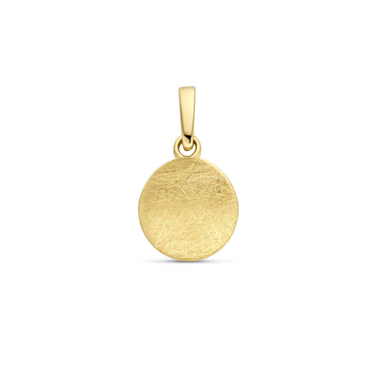Colgante redondo de oro amarillo de 14 quilates con acabado texturizado.