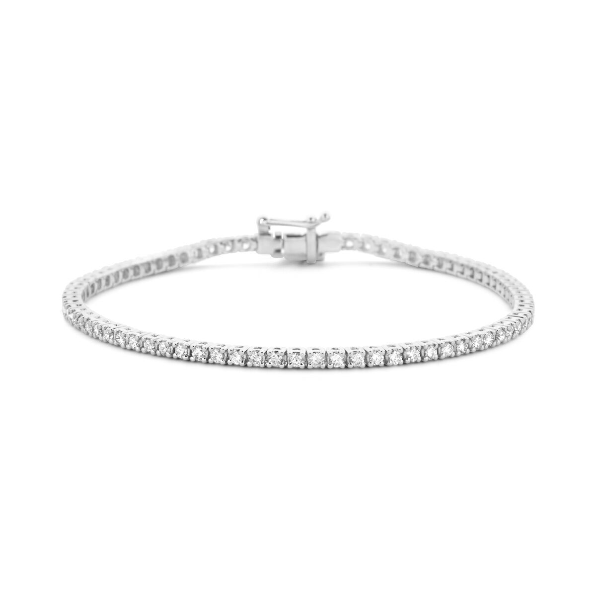 Pulsera de tenis de diamantes cultivados en laboratorio de 2.00 ct, en oro blanco de 14K, 2.3 mm.