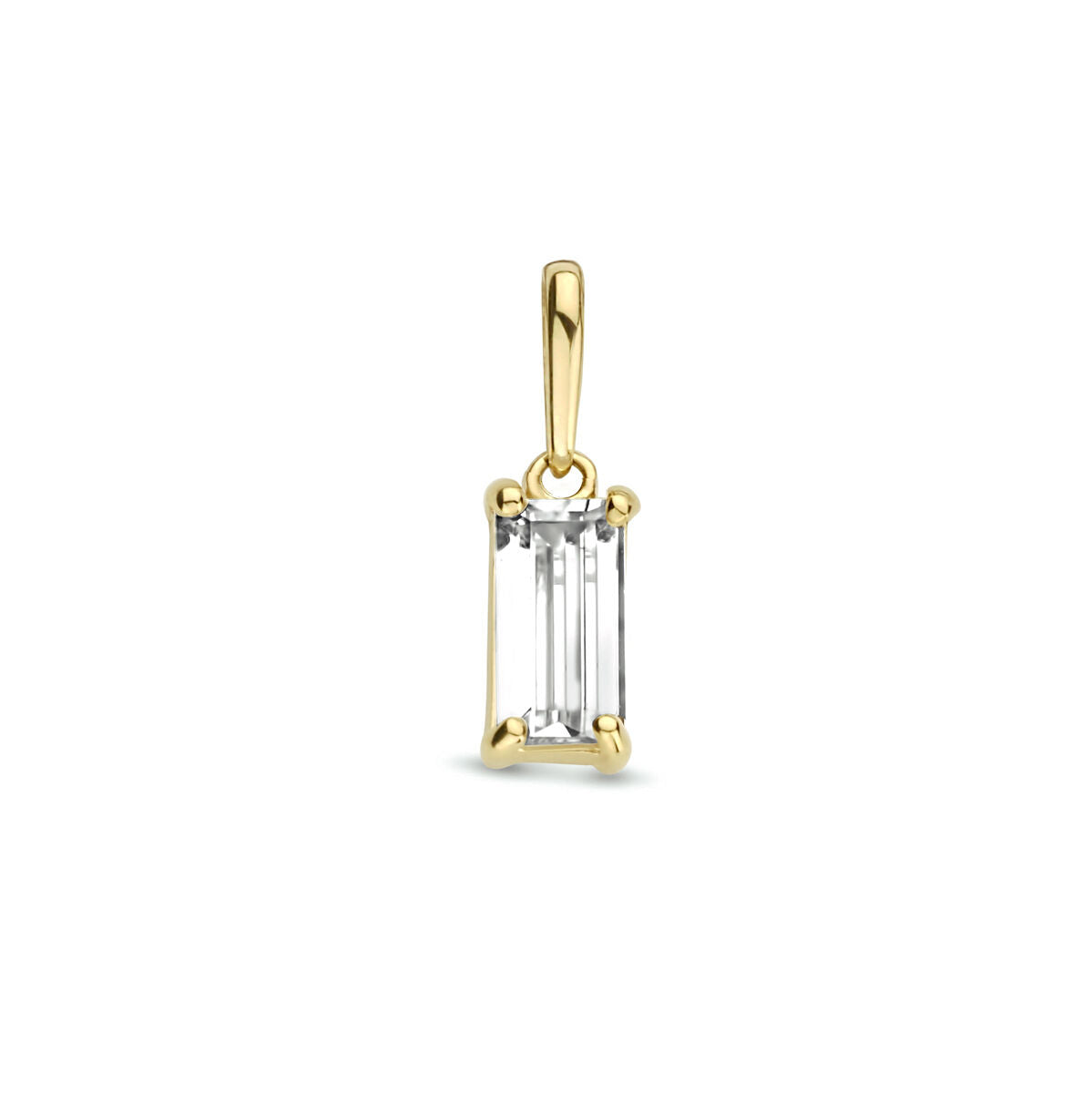 Colgante de zircón rectangular en oro amarillo de 14 quilates.