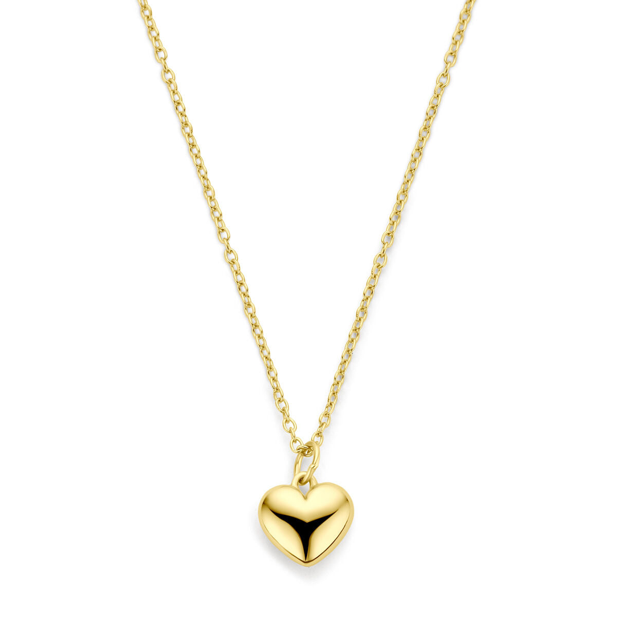 Collar dorado con colgante en forma de corazón, cadena fina ajustable de 41 a 45 cm.