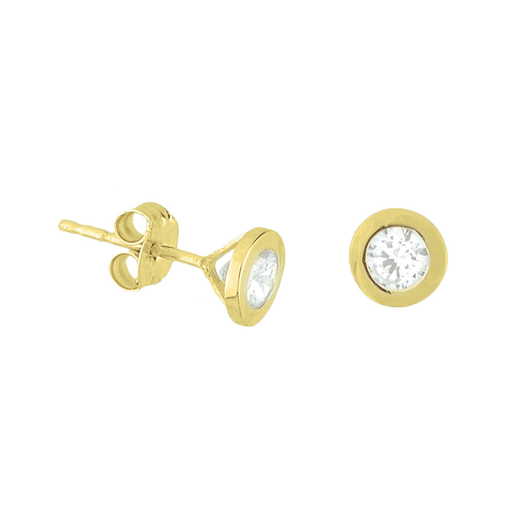 Pendientes de zircónia en oro amarillo de 14 quilates, con diseño redondo y brillante.