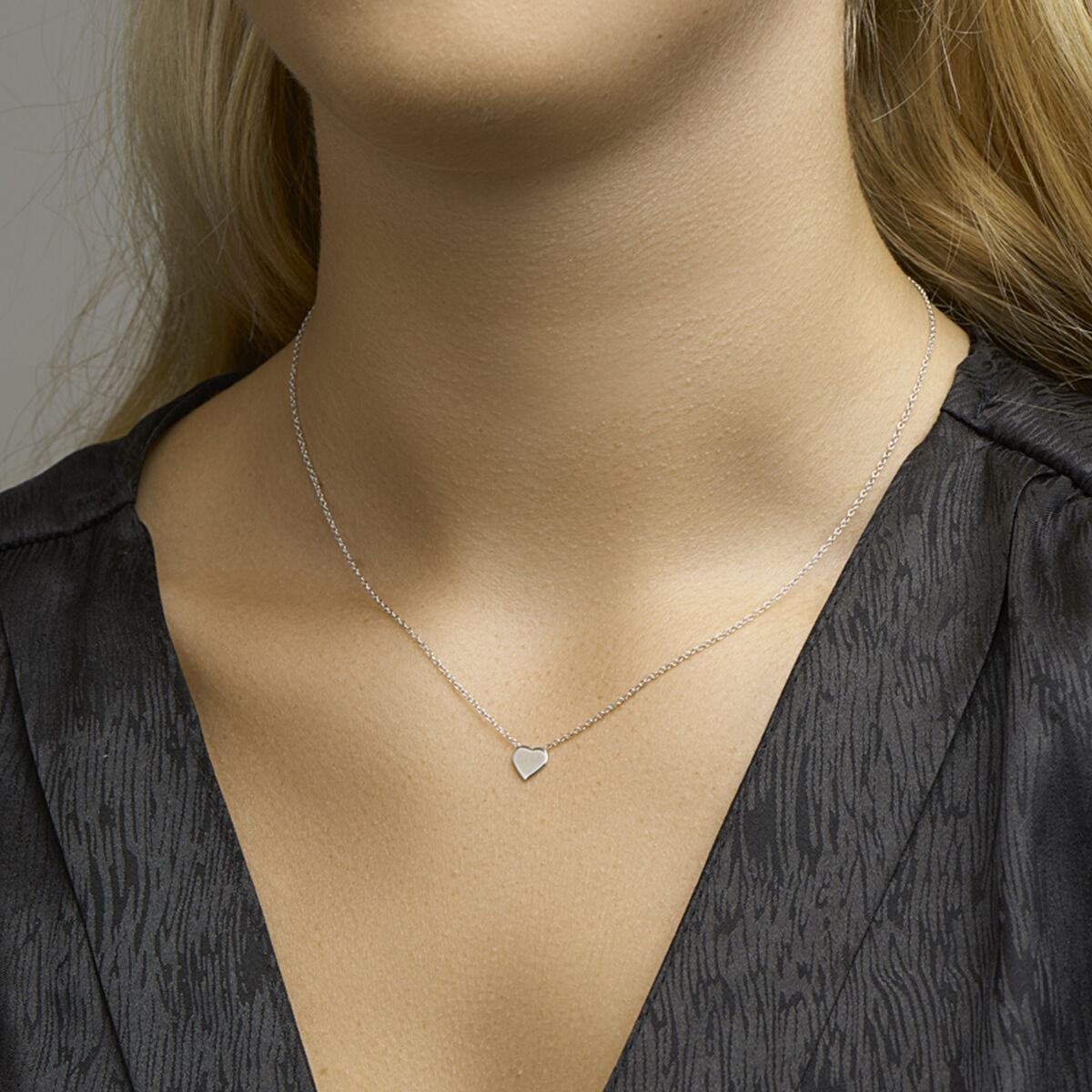 collar corazón 41 + 5 cm plata rodiado