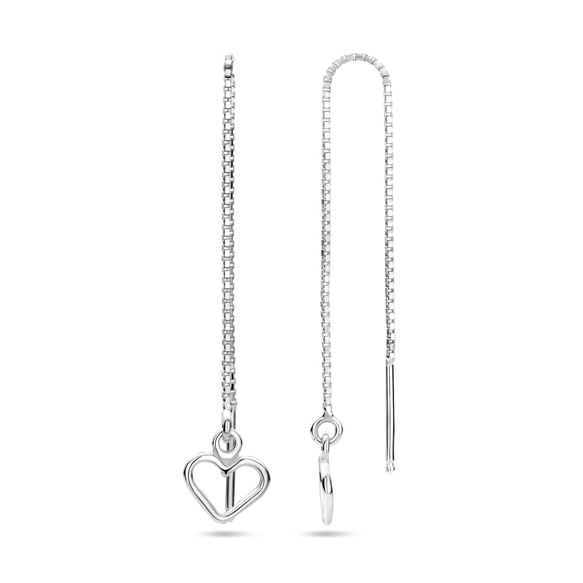 pendientes de corazón de plata rodiada