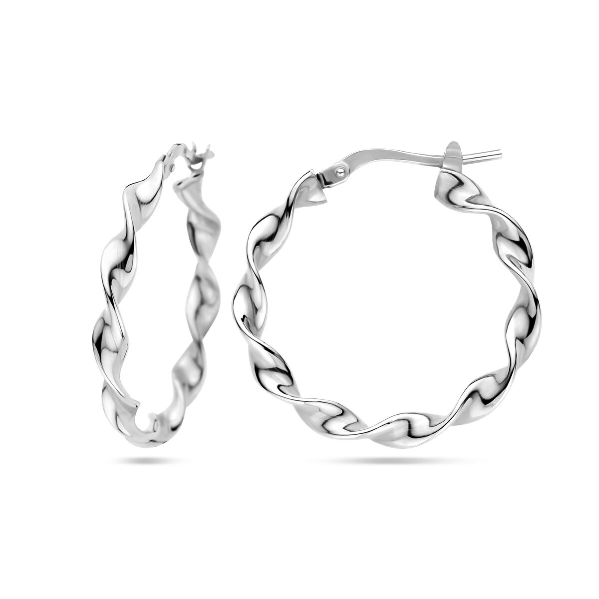 aros retorcidos de plata rodiada