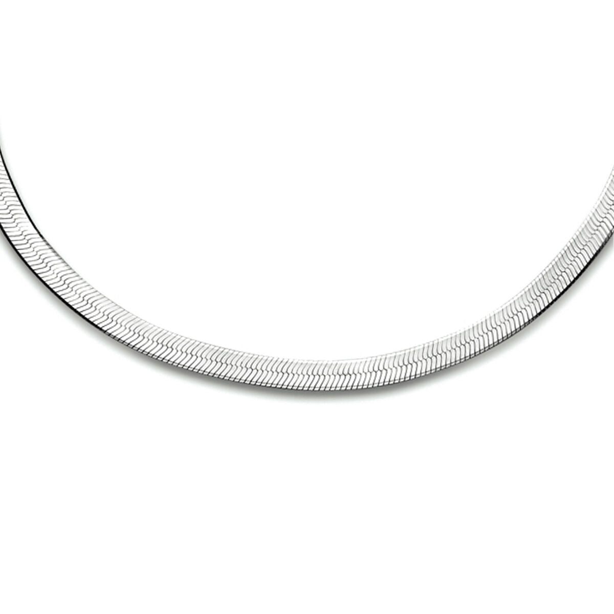 Collar de plata rhodium con diseño plano de 3,3 mm y longitud ajustable de 40 + 5 cm.