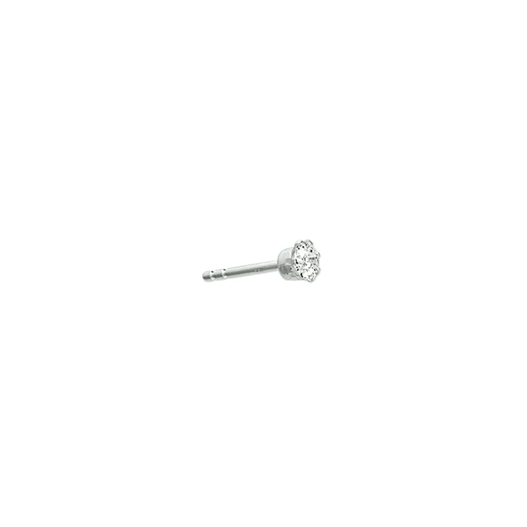 Pendiente de zirconia plateado con acabado rodiado en forma de flor.