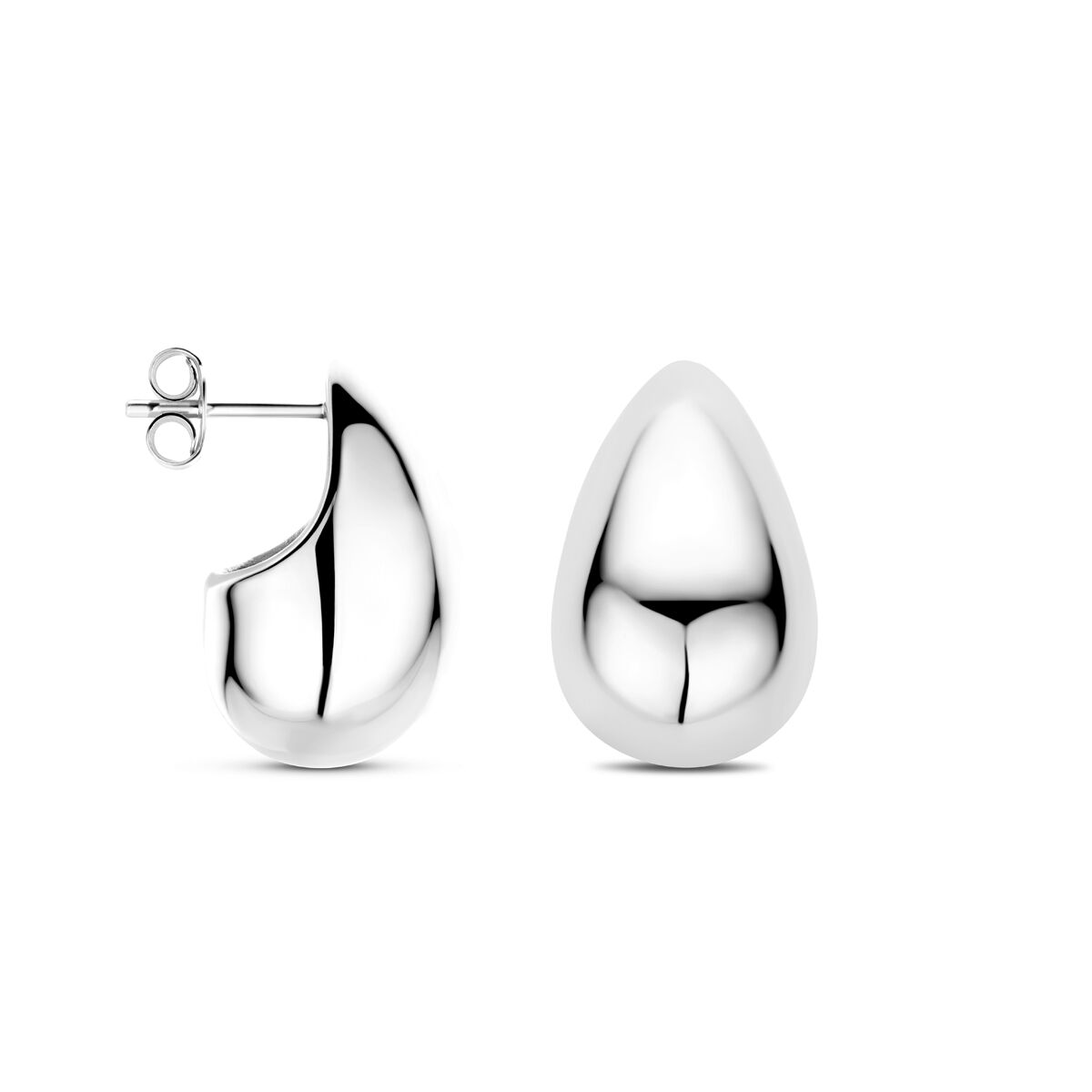 pendientes de botón gota 20 mm plata rodiada