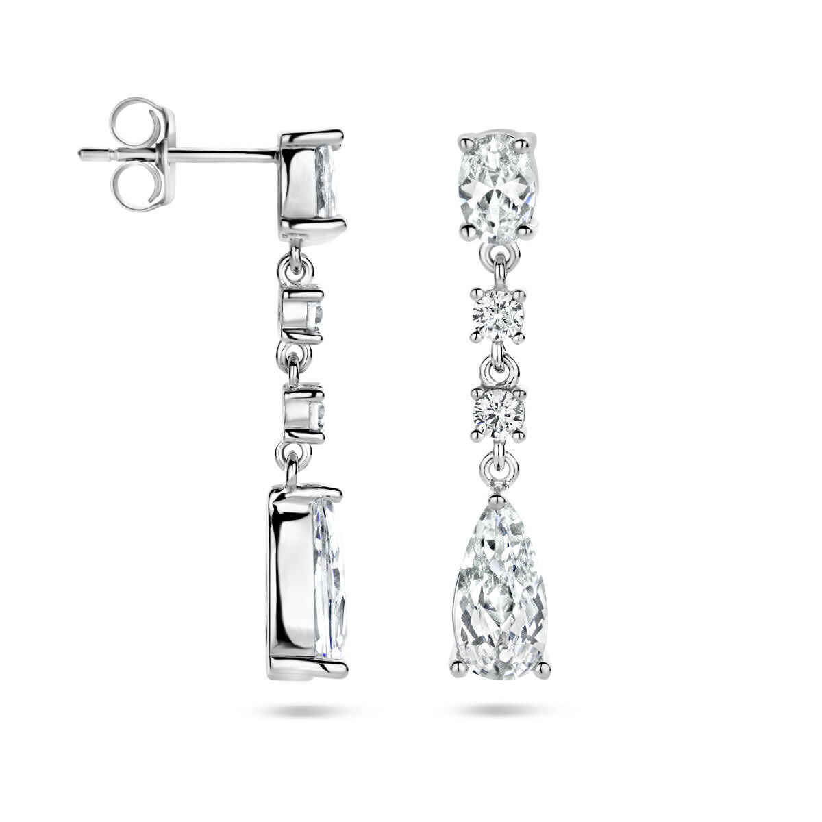 pendientes de zirconia plata rodiada