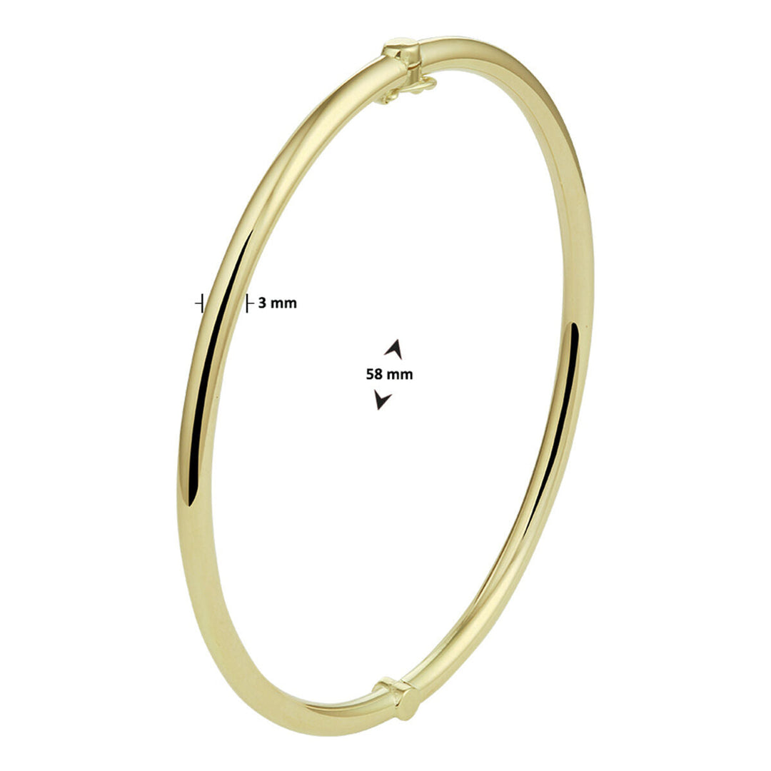bangle scharnier massief ronde buis 3 mm Zilgold (geelgoud met zilverkern)