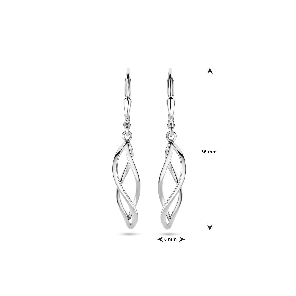 pendientes brisur gancho 36 mm plata rodiada