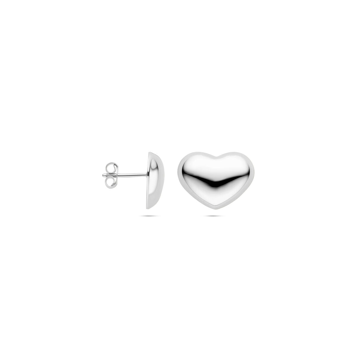 pendientes de botón corazón 13 mm plata rodiada