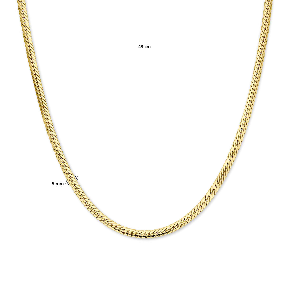collar gourmette 5 mm 43 cm oro amarillo 14K