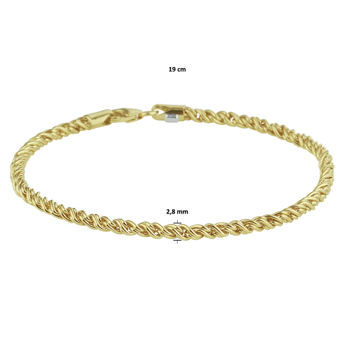 Pulsera de plata de mujer con eslabones (oro amarillo con núcleo de plata)