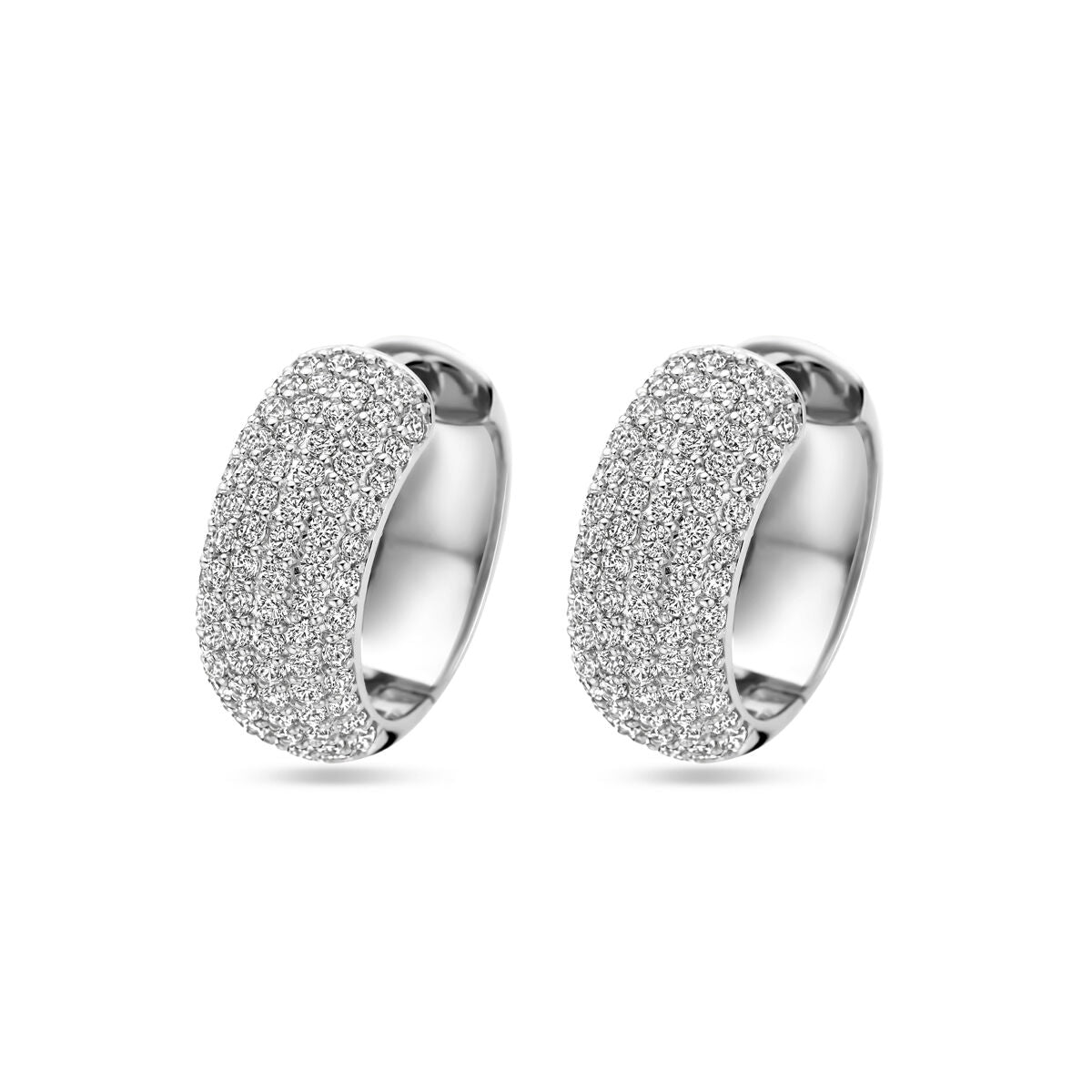 Pendientes de aro de plata rodiada con zircón, de 20,5 mm, con un diseño brillante y elegante.