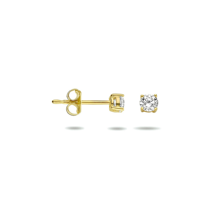 pendientes de botón de zirconia en oro amarillo de 14K
