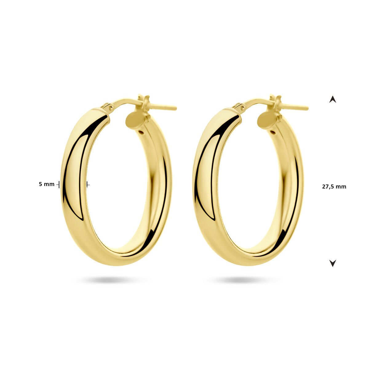 aros media ronda tubo 1 micrón plata chapado en oro amarillo