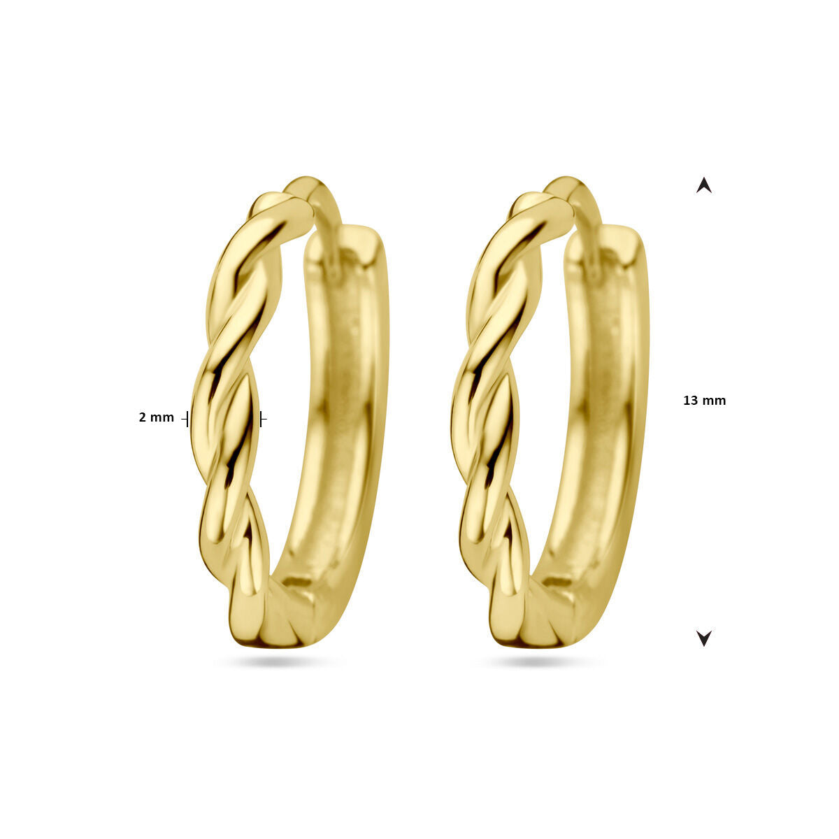 aros tubo retorcido 1 micrón plata chapado en oro amarillo